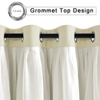Hiasan Blackout Curtains With White Sheer Overlay, Double Layer Mix & Match Thermal Insulated Grommet Window Curtains For Bedroo