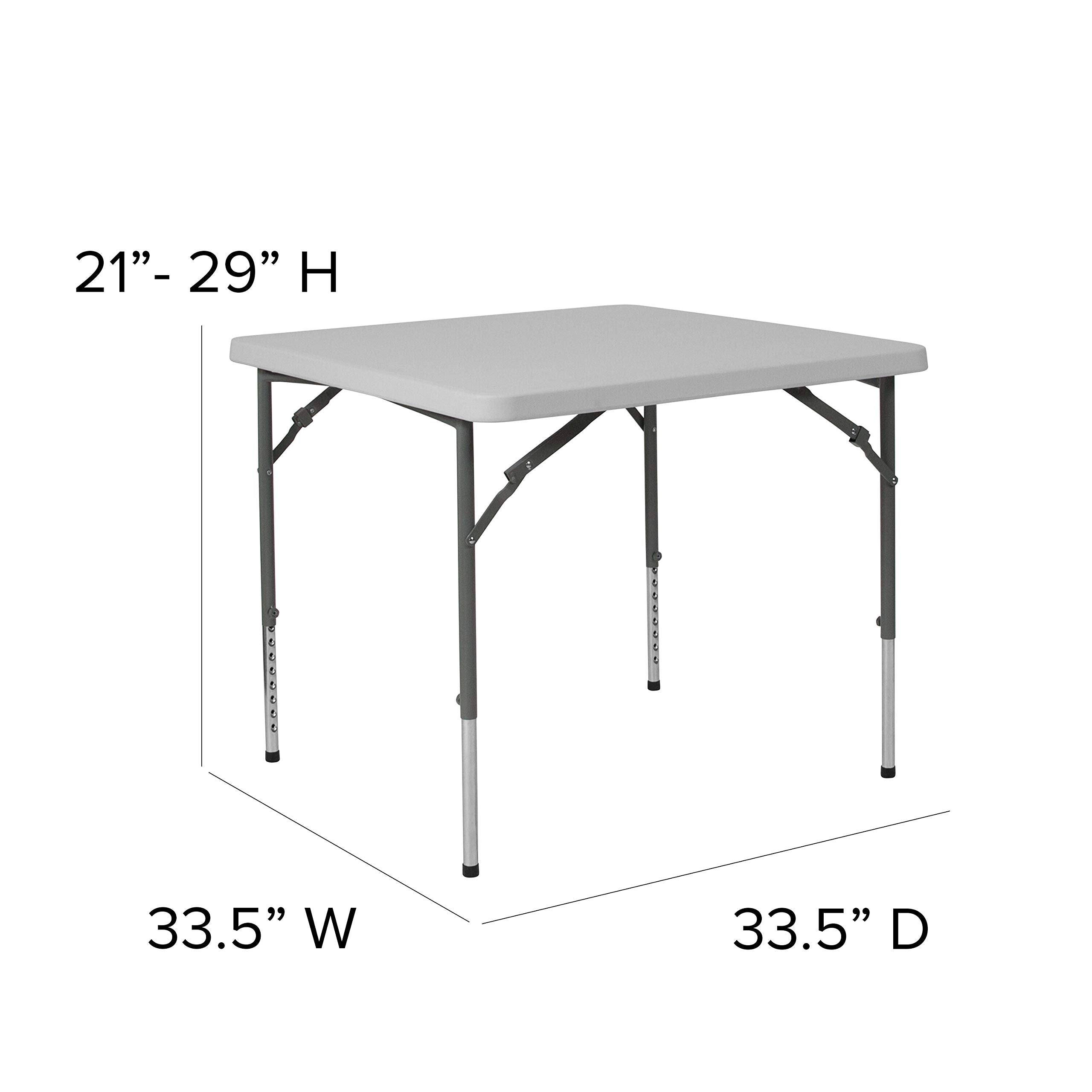 Flash Furniture Kathryn 2.79-Foot Square Height Adjustable Granite White Plastic Folding Table, 34&quot; Square