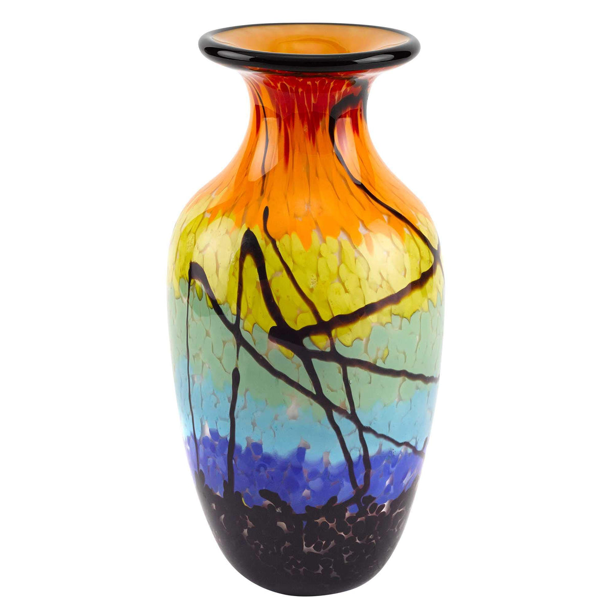 HomeRoots 10.5 Mouth Blown Art Glass Urn Shape Decorative Vase