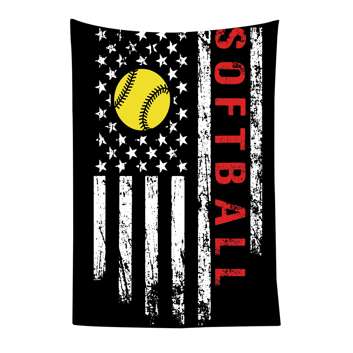 Emwnodti SoftBall Tapestry Wall Art Home Decor, Grunge Baseball Sports Wall Hanging Tapestries, Ball Game Posters Wall Tapestry 