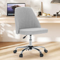 Sweetcrispy Armless Vanity Chair, Cute Comfy Home Office Desk Chair with Wheels, Modern Upholstered Task Computer Seat for Bedro