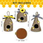 Bee Hive Decor,3 Pack Bumble Bee Rustic Decor Hive,Natural Bee House, Bumble Bee Theme Party Decor Spring Summer Rustic Farmhous