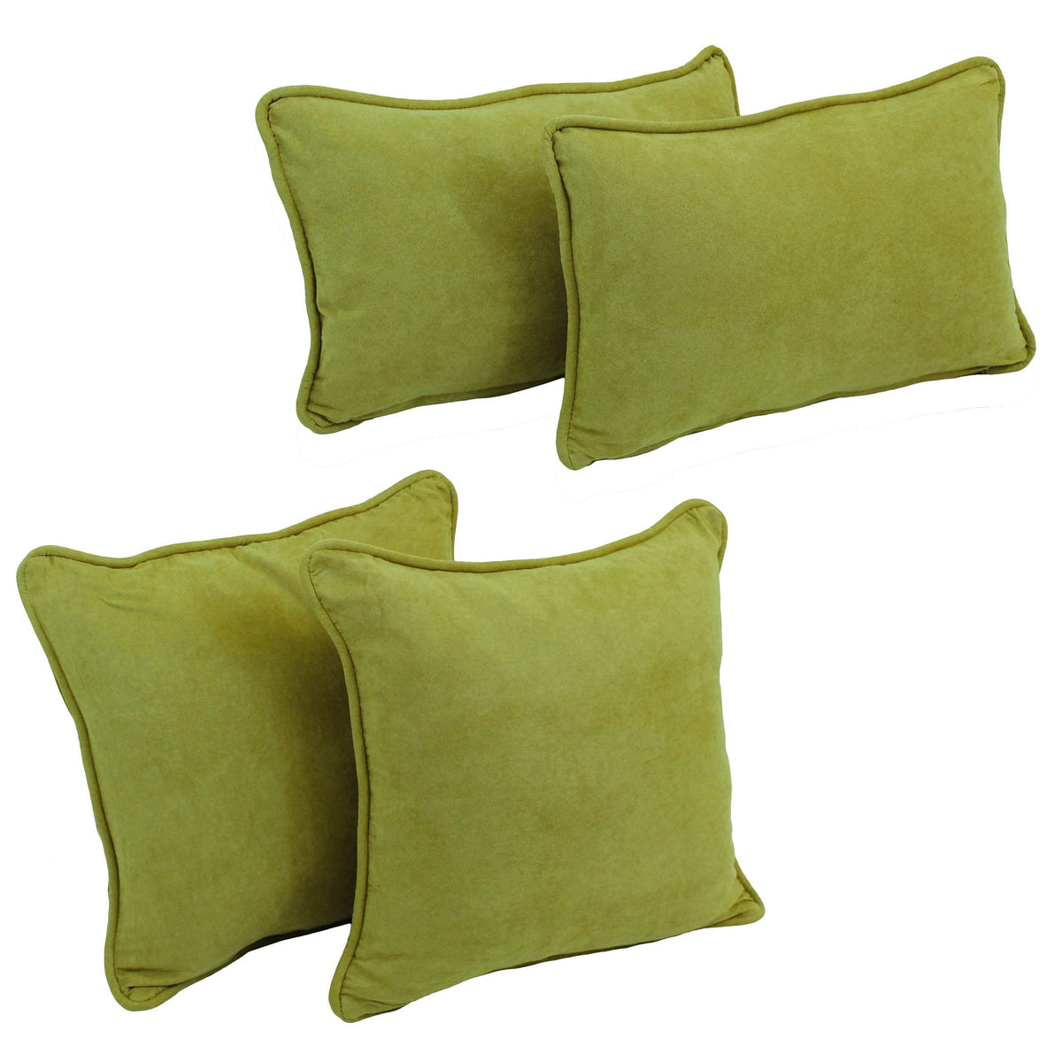 Blazing Needles Corded Microsuede Throw Pillow Set, Mojito Lime 4 Count