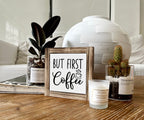 Coffee Wood Plaque Sign, But First Coffee, Box Wood Plaques Desk D  Cor, Rustic Wood Coffee Table Sign, Decor For Kitchen Home O