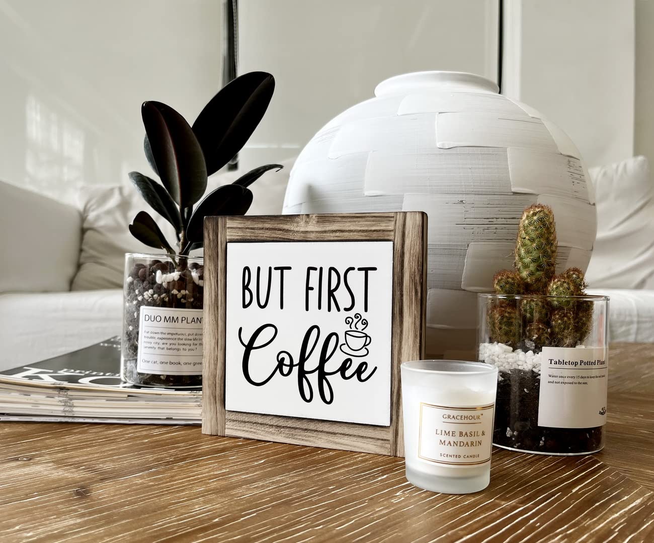 Coffee Wood Plaque Sign, But First Coffee, Box Wood Plaques Desk D  Cor, Rustic Wood Coffee Table Sign, Decor For Kitchen Home O