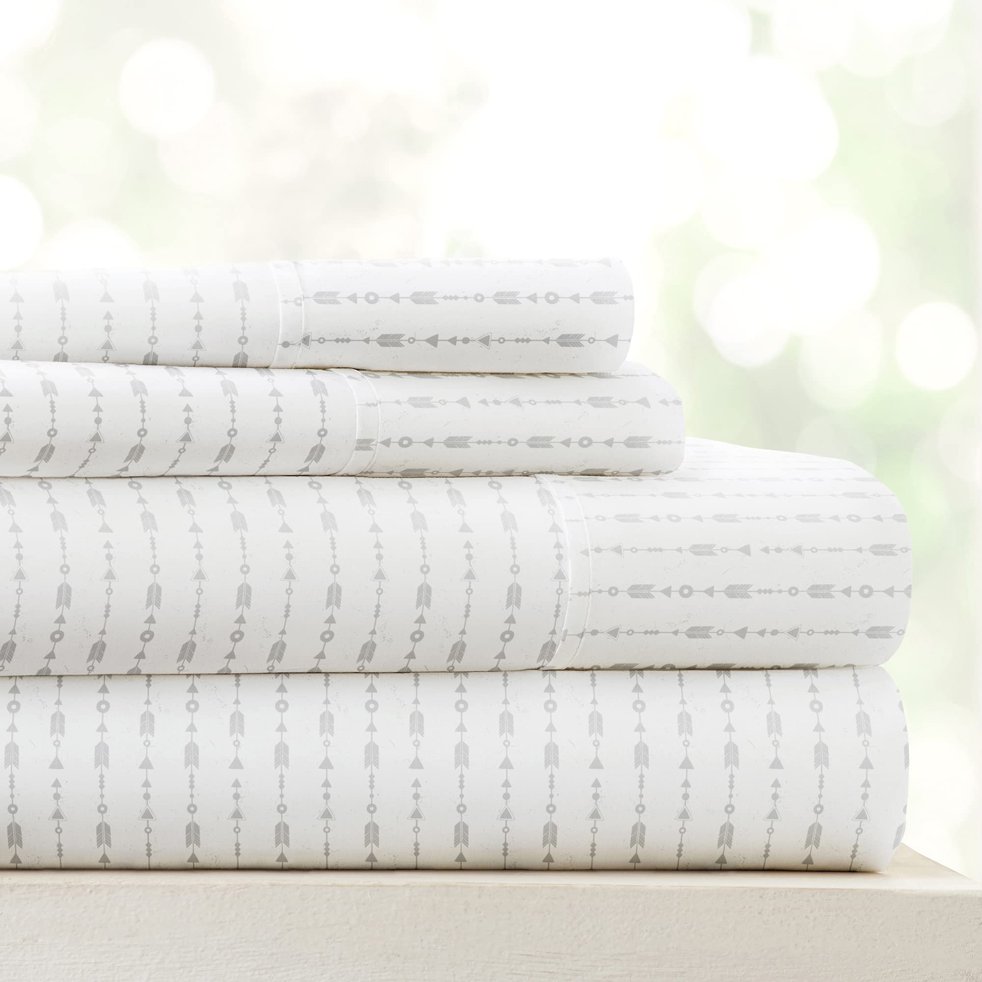 Linen Market 4 Piece Full Bedding Sheet Set (Light Gray Arrows) - Sleep Better Than Ever With These Ultra-Soft & Cooling Bed She
