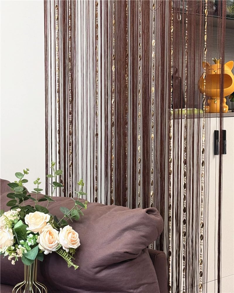 Ave Split 100Cmx200Cm Decorative Door String Curtain Beads Wall Panel Fringe Window Room Divider Blind For Coffee House Restaura