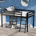 VINGLI 47'' Tall Junior Low Loft Bed with Stairs, Wood Loft Bed Twin Size for Adults, Kids and Young Teens, No Box Spring Requir