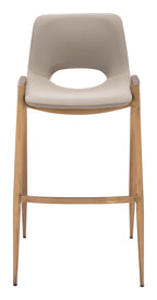 Zuo Desi Gold 29.3" Engineered Wood & Fabric Barstool in Beige/Gold