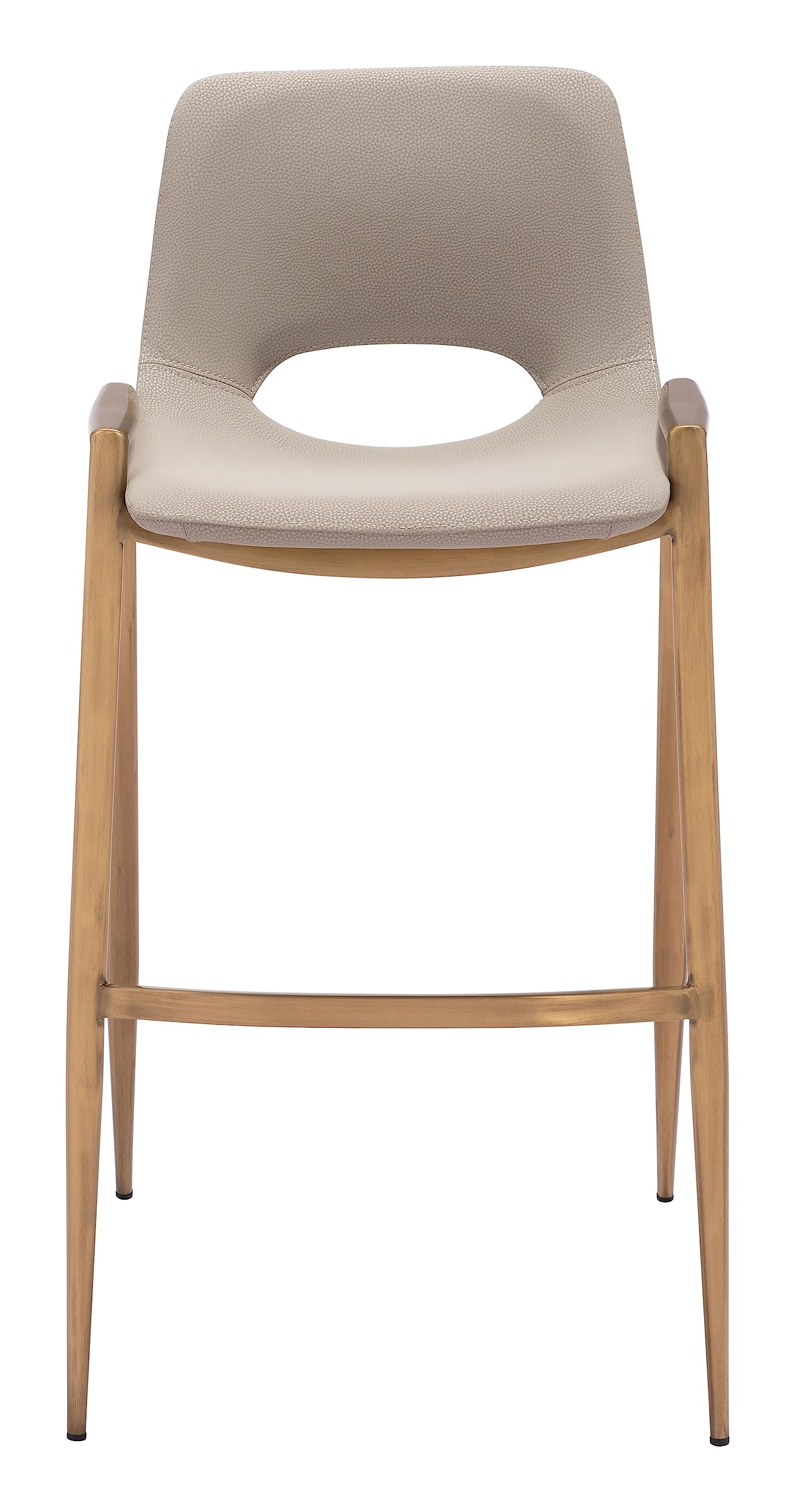 Zuo Desi Gold 29.3" Engineered Wood & Fabric Barstool in Beige/Gold