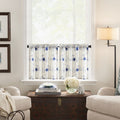 Vogol Cafe Tier Curtains, Farmhouse Blue Flowers & Vines Embroidered Short Kitchen Curtain Tiers For Living Room Small Window, 3