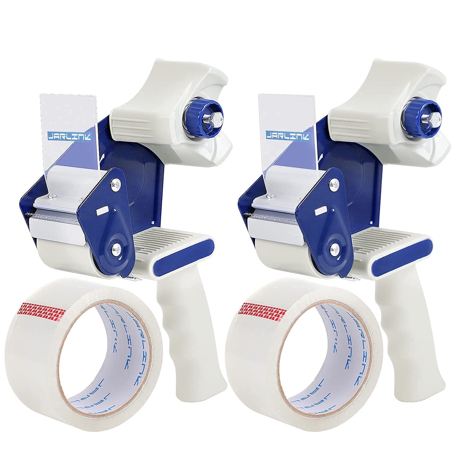 Jarlink Packing Tape Dispenser Gun (2 Pack) With 2 Rolls Tape, 2 Inches Lightweight Industrial Side Loading Tape Dispenser For S