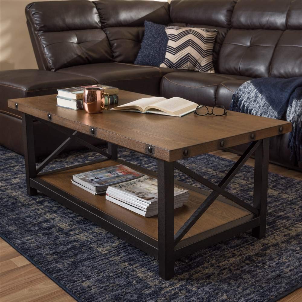 Baxton Studio Herzen Coffee Table in Antique Black and Brown