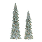Melrose Resin Christmas Tree, Set Of 2, Green And Brown, Holiday Season Decoration