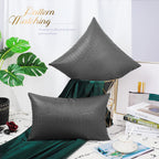 Brawarm Faux Leather Pillow Covers 16 X 16 Inches, Charcoal Gray Leather Pillow Covers Pack Of 2, Crocodile Leather Decorative T