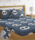 Home Sizzler 144 Tc Microfibre KidS Panda Elastic Fitted Double Bedsheet (72X78 Inch) With 2 King Size Pillow Covers