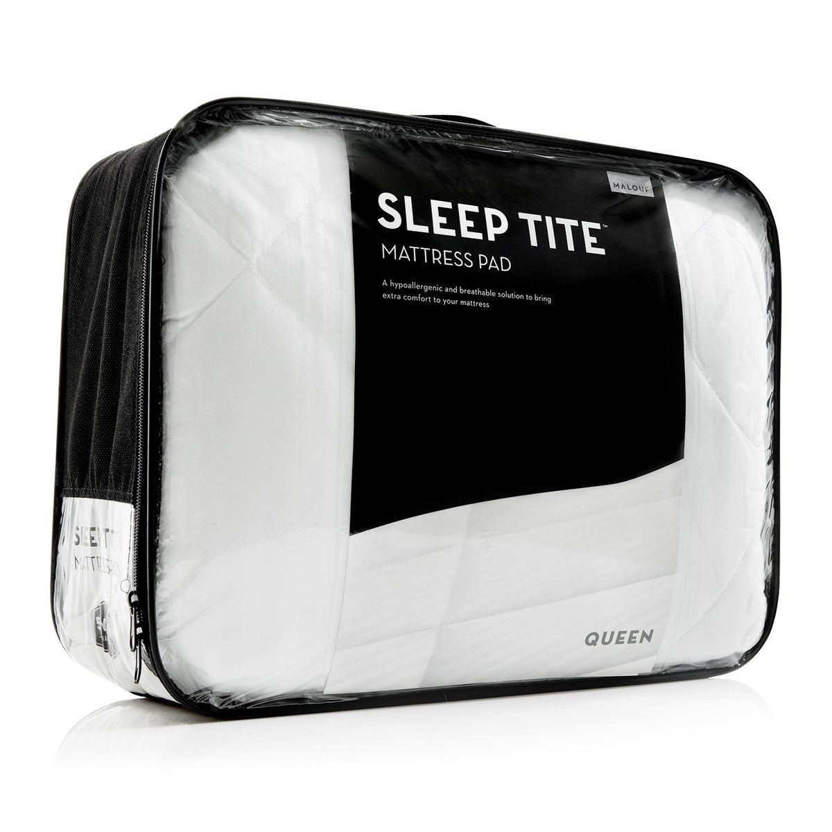 Malouf Sleep Tite Quilted Mattress Pad With Soft Down Alternative Fill - Hypoallergenic - Twin , White