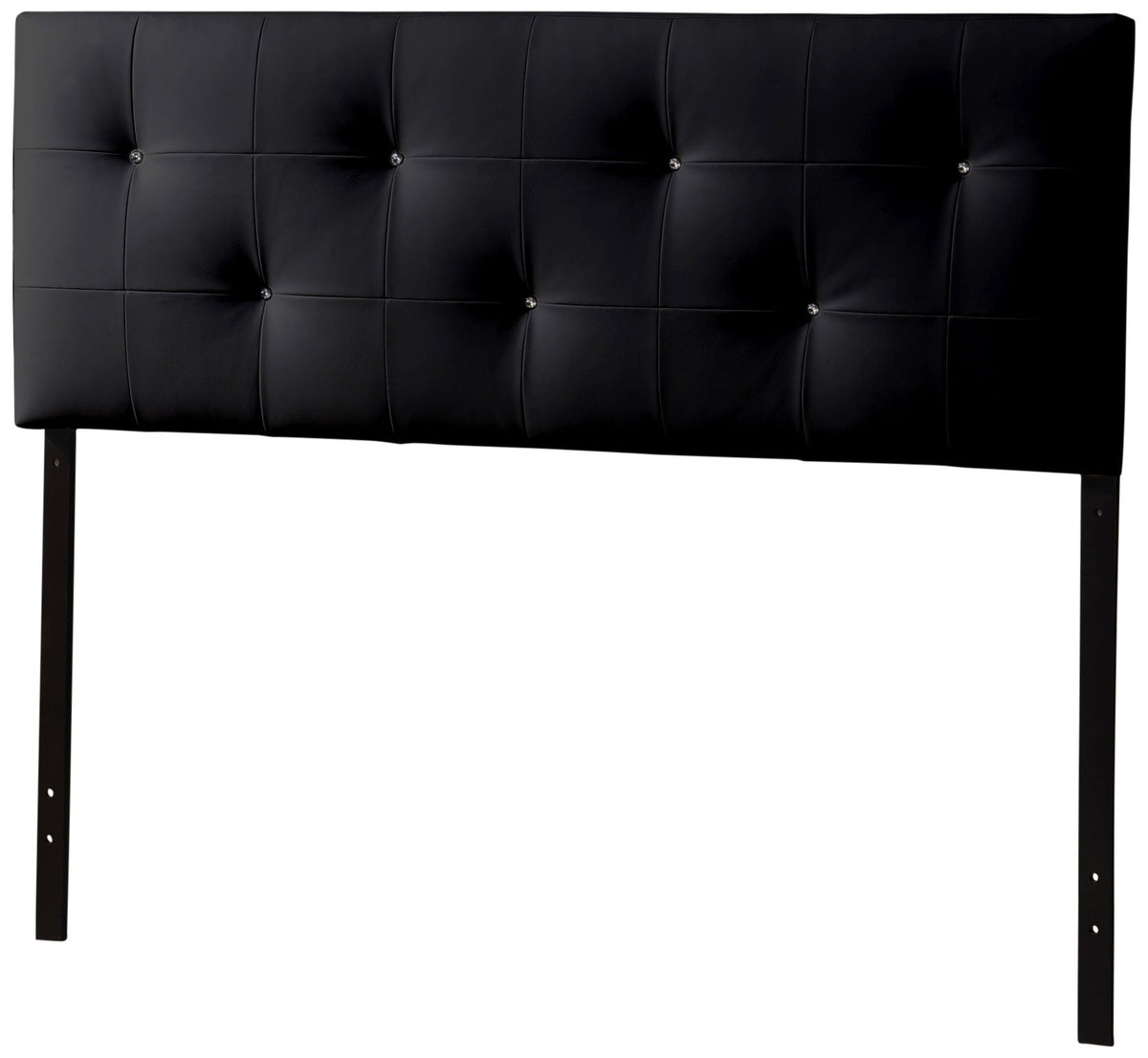 Baxton Studio Dalini Modern and Contemporary Queen Black Faux Leather Headboard with Faux Crystal Buttons