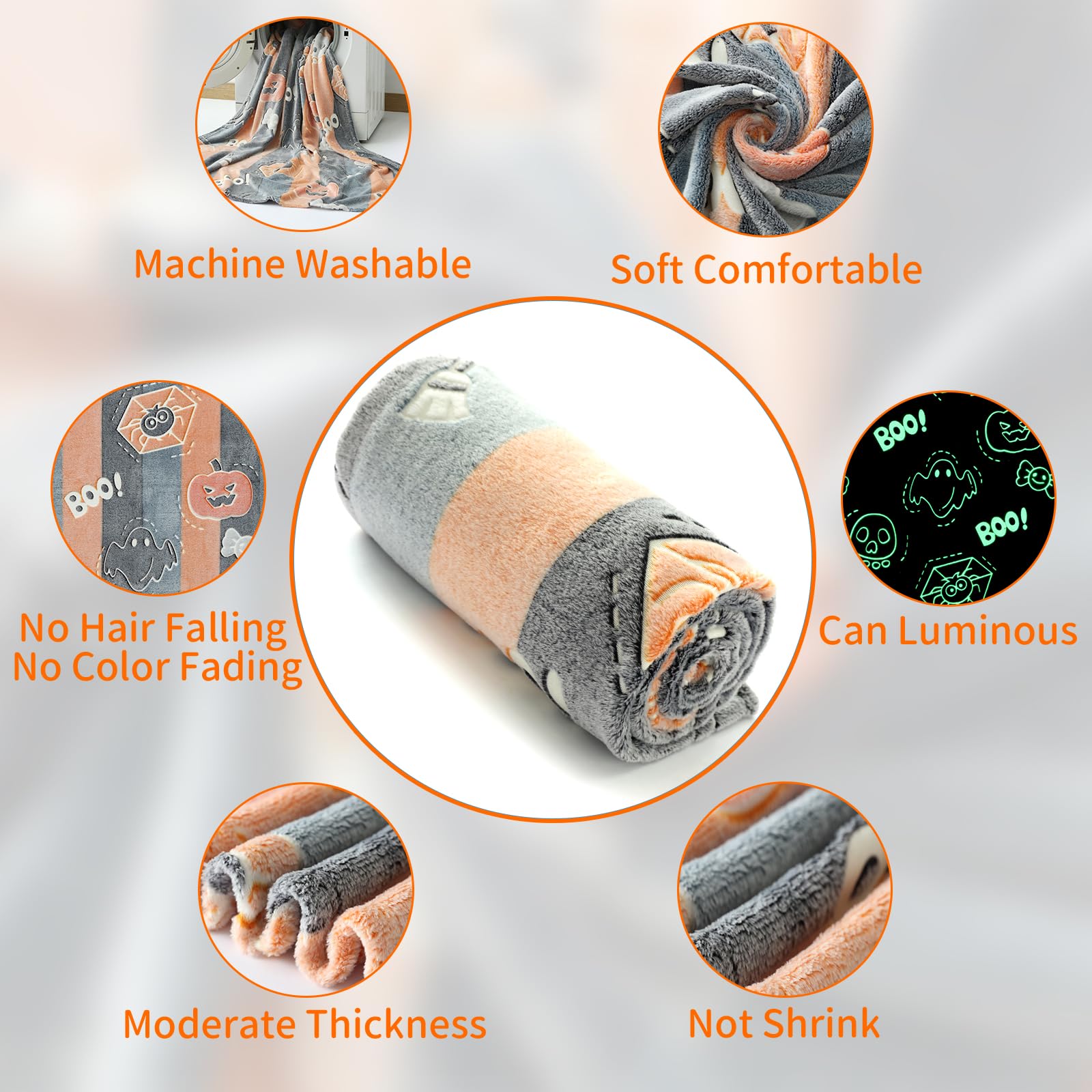 Lifeyj Glow In The Dark Halloween Blanket Gifts For Girls Boys, Soft Pumpkin Blanket 3 4 5 6 7 8 9 10 Year Old Girl Gifts, Girls