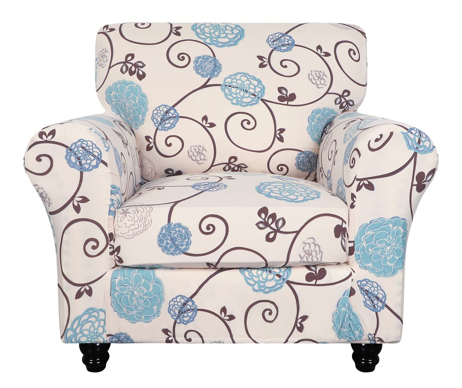 Searchi Stretch Sofa Cover Printed Couch Covers, Floral Pattern 2 Piece Armchair Slipcover With Separate Chair Cushion Cover, Washable Furniture Protector For Living Room(Armchair, Ball Flower)