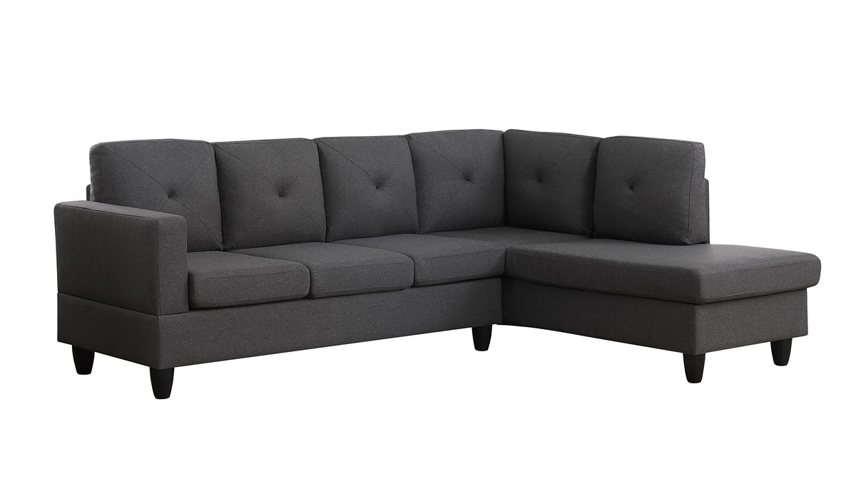 Lilola Home Santiago Dark Gray Linen Sectional Sofa with Right Facing Chaise