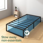 Zinus Lorelei 14 Inch Metal Platform Bed Frame, Steel Slat Support, No Box Spring Needed, Eco Friendly Wonderbox(Tm) Packaging, 12.4?Underbed Storage, Easy Assembly, Black, Twin