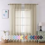 Aiyufeng Taupe Sheer Curtains 84 Inches Long 2 Panels Set, Semi Transparent Voile Rod Pocket Sheer Window Drapes For Bedroom Bed