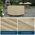 Easy-Going Round Patio Furniture Cover Waterproof Outdoor Dining Table And Chair Cover Anti-Uv Outside Sectional Sofa Set Covers (96'Dia X 28'H, Camel)