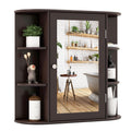 Tangkula Bathroom Medicine Cabinet with Mirror, Wall Mounted Home Storage with Door & 6 Open Shelves, Adjustable Shelves, Mirror