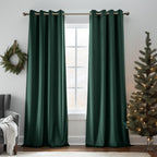 Lazzzy Blackout Velvet Curtains Green Thermal Insulated Curtains 90 Inch Long Drapes For Bedroom Living Room Darkening Window Treatments Grommet Living Room Curtains Set Of 2 Panels Emerald Green