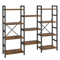 Superjare Triple 4 Tier Bookshelf, Bookcase With 11 Open Display Shelves, Wide Book Shelf Book Case For Home & Office, Rustic Brown