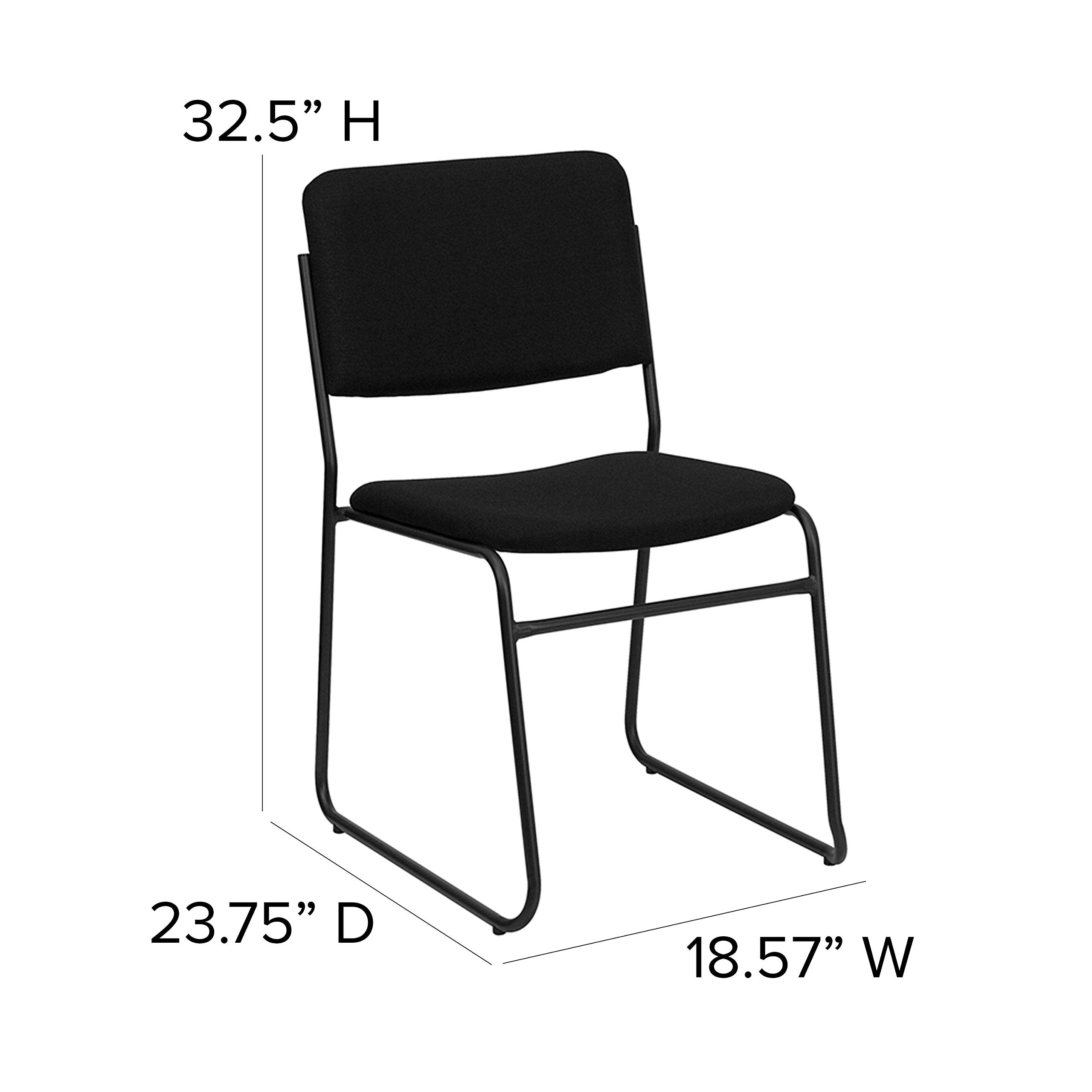 Flash Furniture HERCULES Series 500 lb. Capacity High Density Black Fabric Stacking Chair with Sled Base