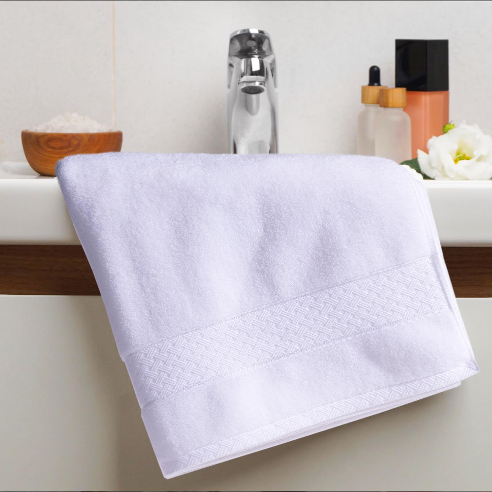 Cozyart White Bath Towels Set 6 Piece, Luxury 100% Turkish Cotton 650Gsm Hotel Quality, Soft, Absorbent,Towel Sets For Bathroom