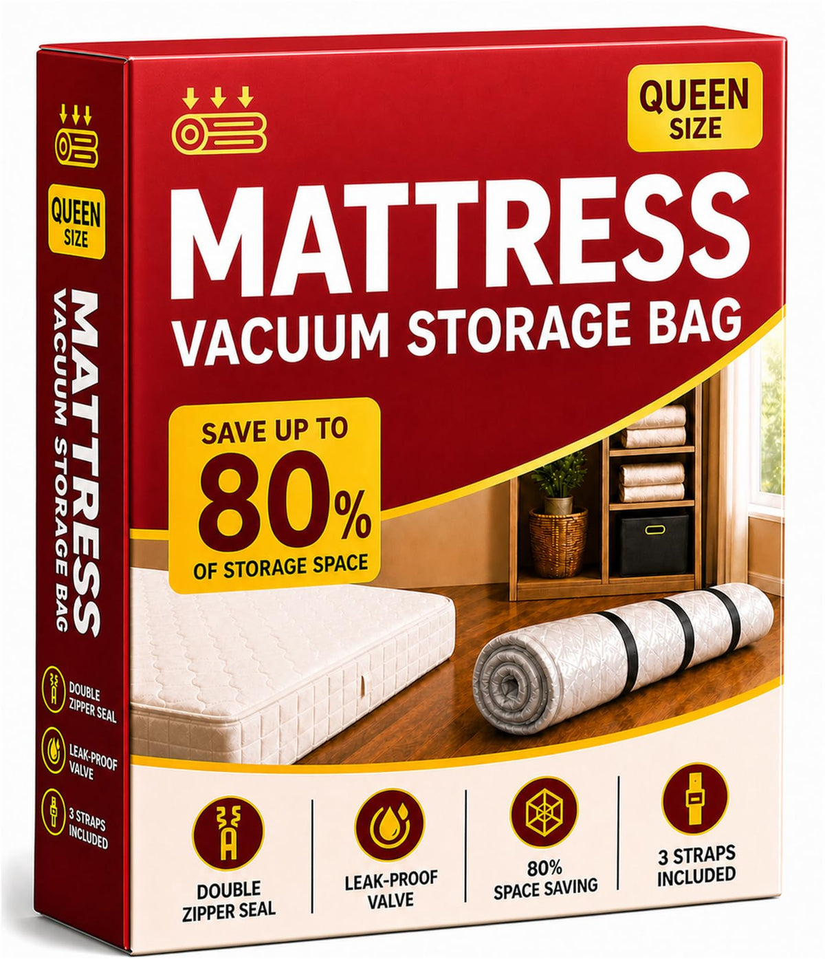 Mattress Vacuum Bag with Straps for Moving & Storage, Queen/Full/FullXL