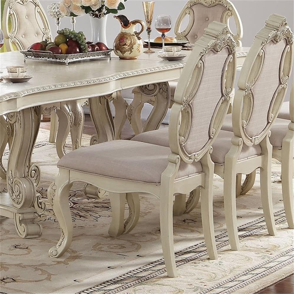 Acme Ragenardus Wooden Dining Side Chair in Gray and Antique White Set of 2