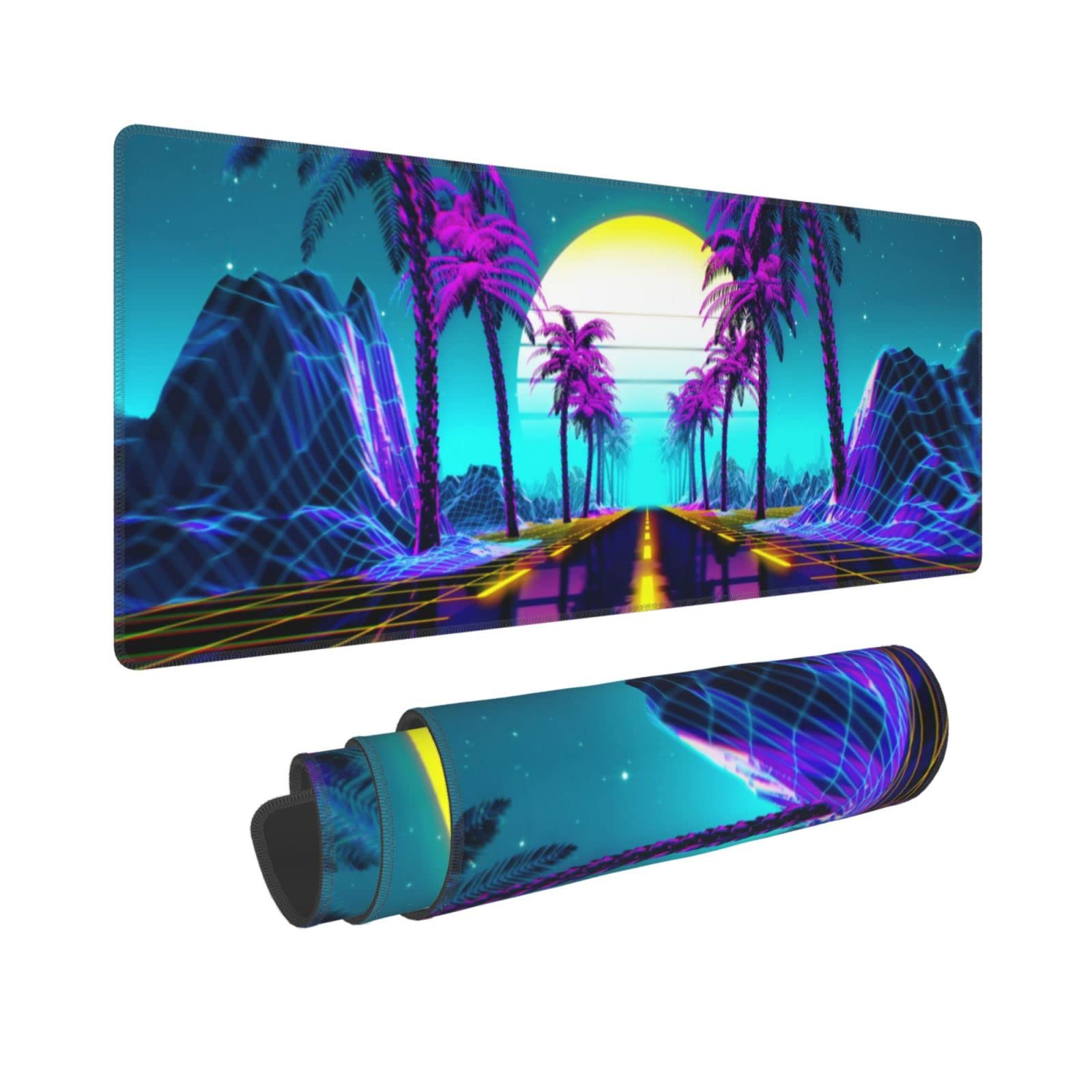 Echoserein Neon Retrowave Gaming Mouse Pad Large Xl Desk Mat Long Extended Pads Big Mousepad For Home Office Decor Accessories 3