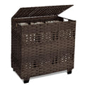 OIAHOMY Laundry Hamper with Lid, 140L Clothes Hamper with 3 Removable Liner Bags, Foldable Hamper with Lid, Synthetic Wicker Lau