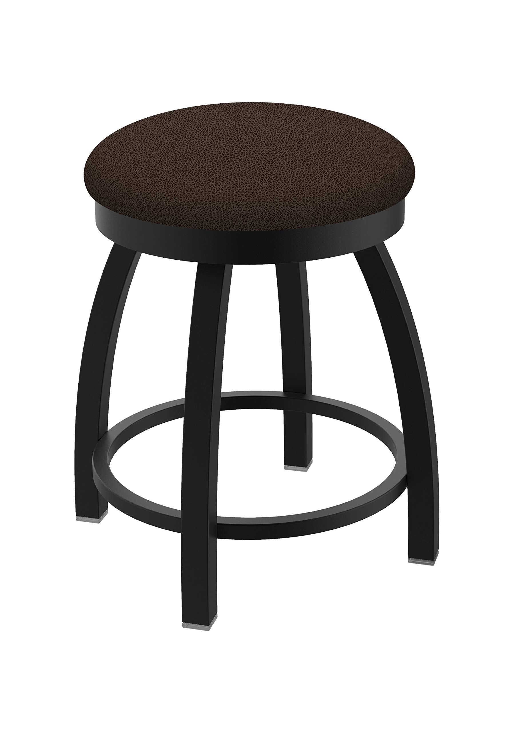802 Misha 18 Swivel Vanity Stool with Black Wrinkle Finish and Rein Coffee Seat