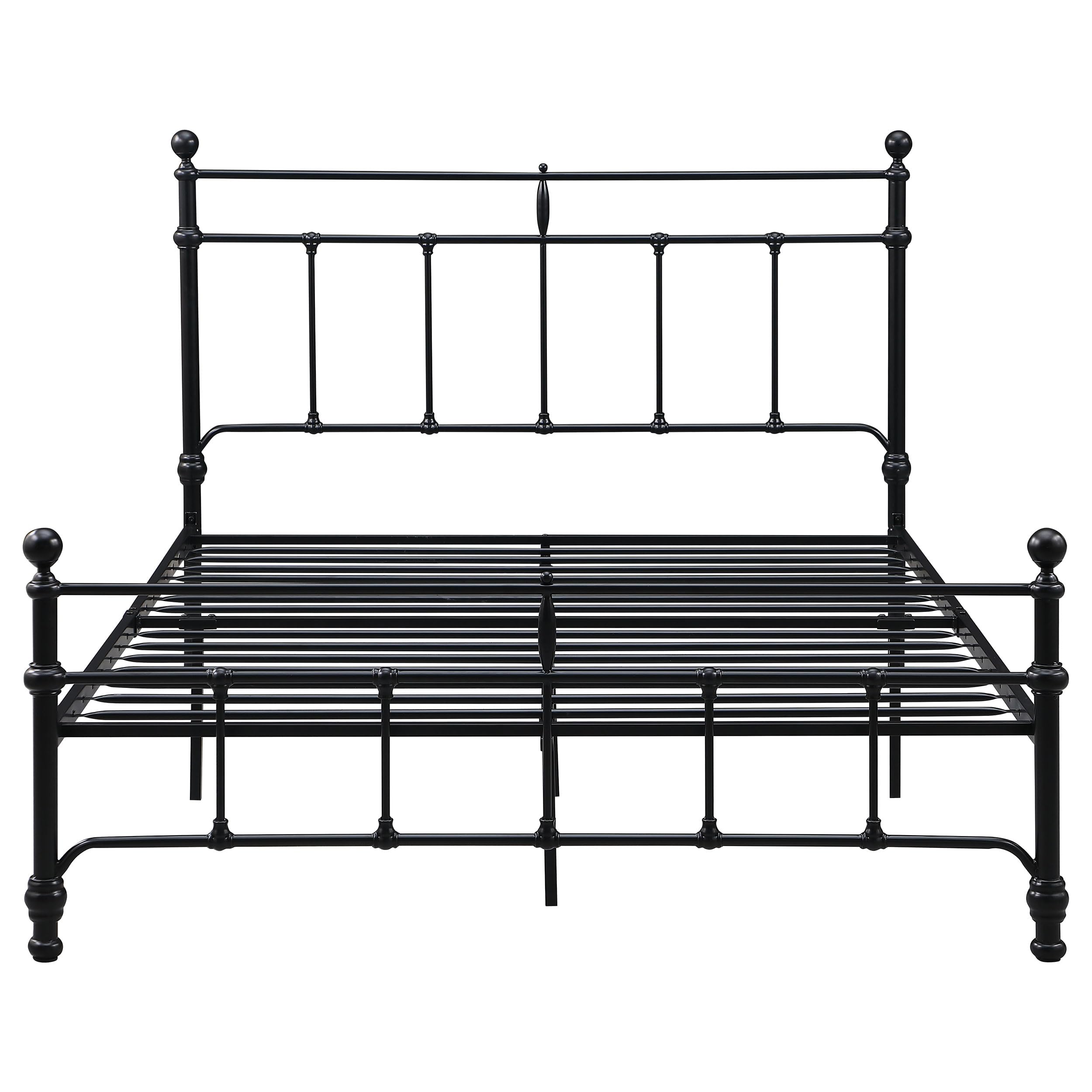 Coaster Home Furnishings Novak Traditional Metal Queen Size Open Frame Bed Frame Platform Bed 48-inch Headboard Matte Black 316001Q