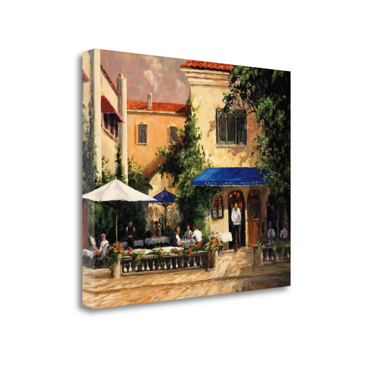 21' European Summer Inspired Vintage Courtyard Gallery Wrap Canvas Wall Art