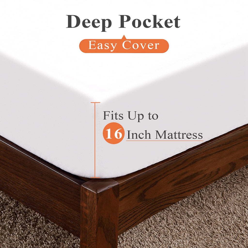 Bamboo Viscose Fitted Sheet 1 Pack Split King Size Only,400 Thread Count 2-Pack 80''X39'',8-16'' Deep Pocket,Bottom Sheet Colorf