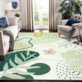 Capslpad Washable Rugs 5x7, Boho Rugs for Living Room, Area Rugs Green Botanical Print, Soft Non-Slip Low Pile Non-Shedding for 