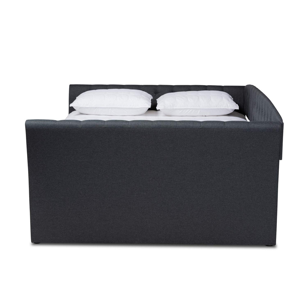 Baxton Studio Delora Modern and Contemporary Dark Grey Fabric Upholstered Queen Size Daybed