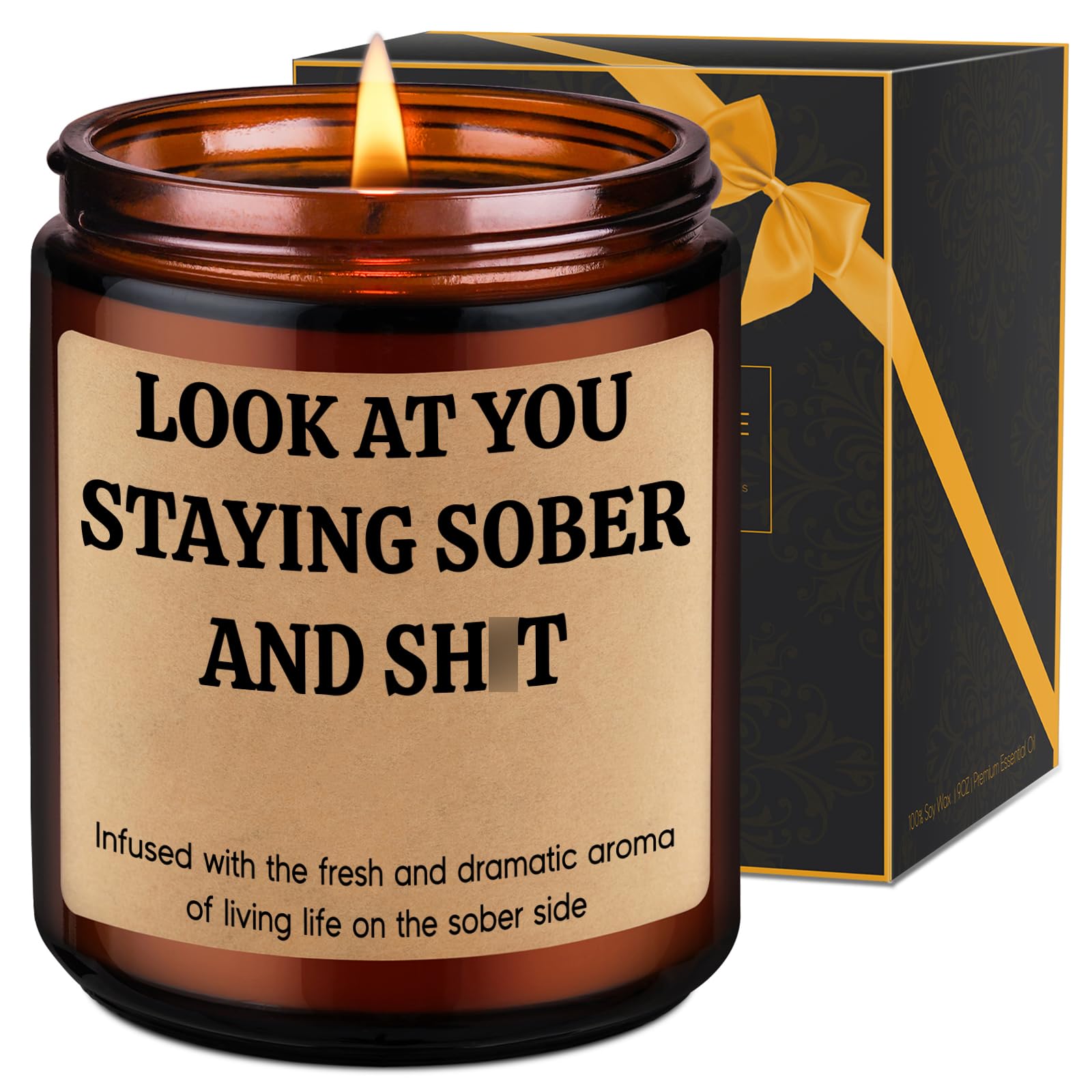 LEADO Scented Candle, Sober Gifts, Sobriety Gifts for Women, Men - Stay Sober, 1 Year Sober Gifts, 2 Year Sobriety Gifts - Funny