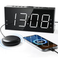 Loud Alarm Clock with Bed Shaker for Heavy Sleeper, Dual Vibrating Alarm Clock with USB Charger for Hearing-impaired Deaf, 7.5 L