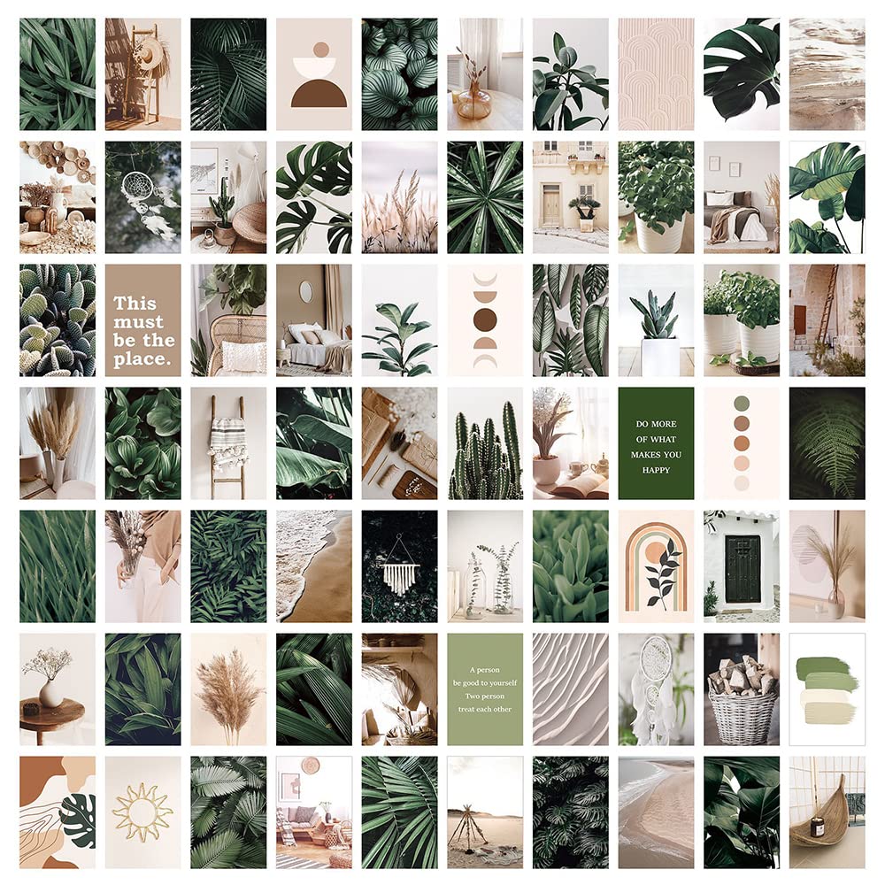 bOPART 70pcs Wall Collage Kit Aesthetic Picures, Green Plant Room Decor Aesthetic Collage Picture Wall Decor for Teen Girls/boys