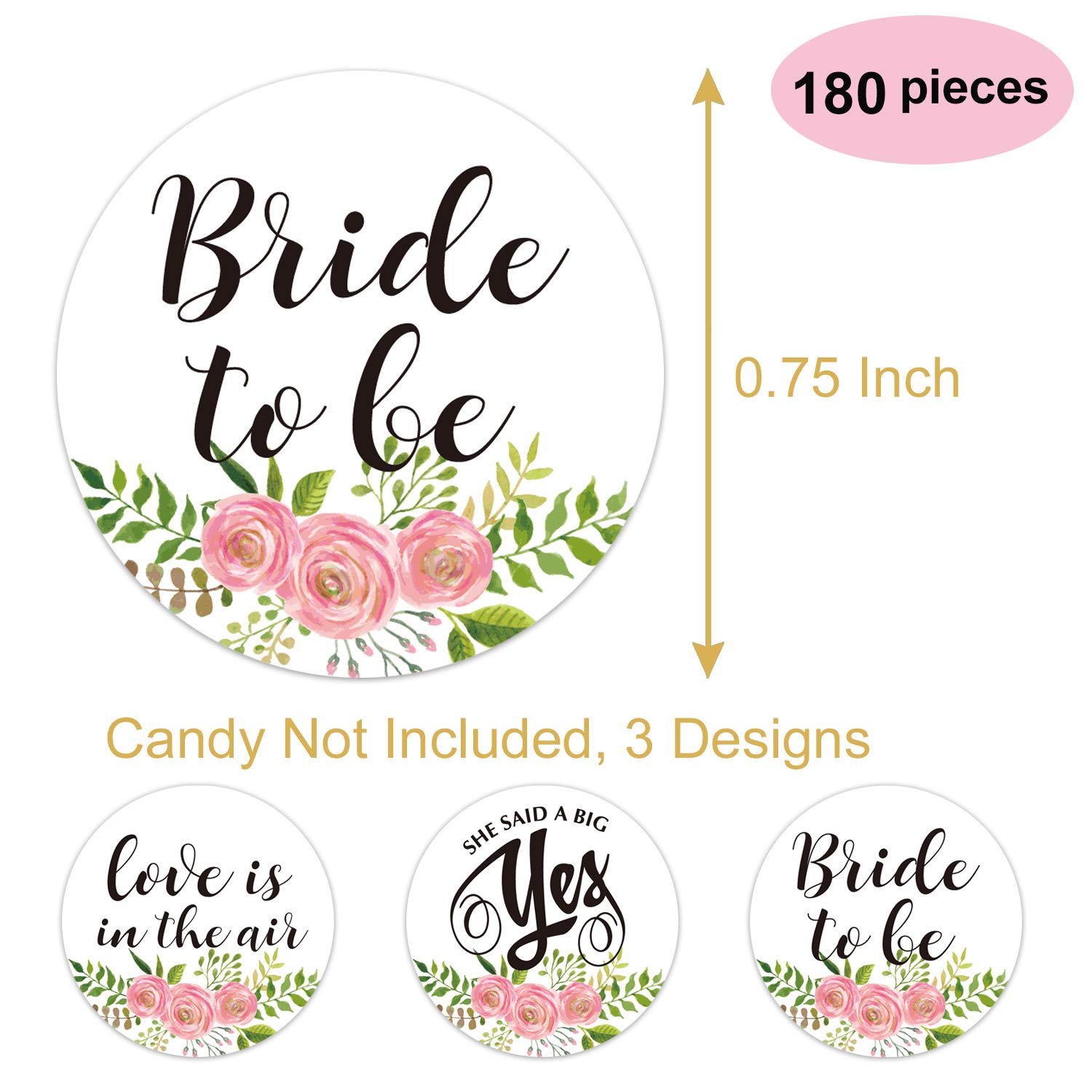 180 Floral Chocolate Label Stickers, Bridal Shower Party Favors, Bride To Be Hershey Kisses Stickers, Bachelorette Party, Weddin