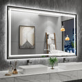 Amorho 60''x 36'' LED Bathroom Mirror Framed, Front Light and Backlit, Stepless Dimmable, Anti-Fog, Shatter-Proof, Memory, 3 Col