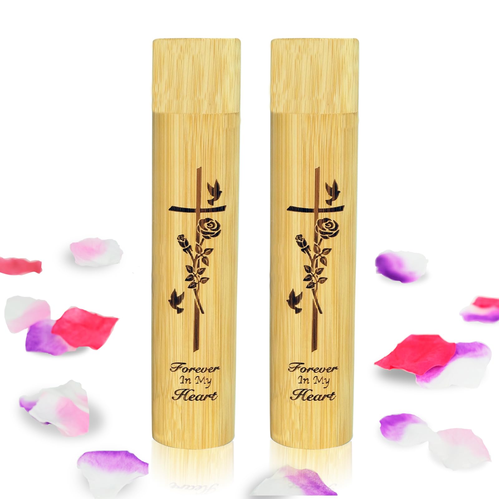 Set of 2 Small Bamboo Scattering Urn Tube for Human Ashes, ECO Friendly Bamboo Spreading Cremation Tube Urn for Human Pet Ashes(