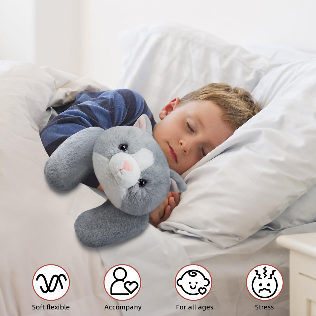Niuniu Daddy Weighted Stuffed Animals For Anxiety, 3.3Lbs Weighted Cat Plushies Toy For Adults Kids, 20 Large Grey Stuffed Cat P